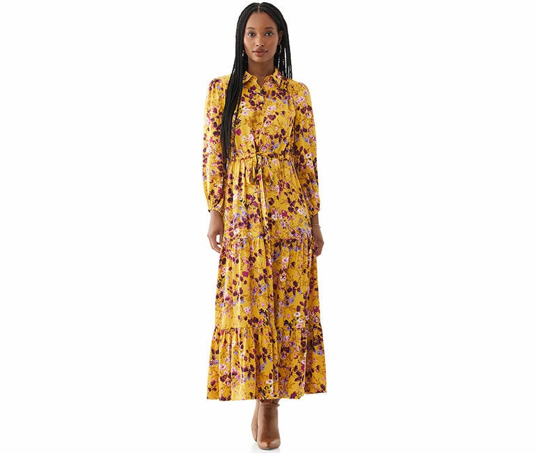 scoop women's printed maxi shirt dress